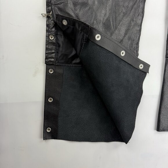 Diamond Plate Buffalo Leather Mens 2X Biker Chaps - Black Leather NWT - Picture 4 of 11
